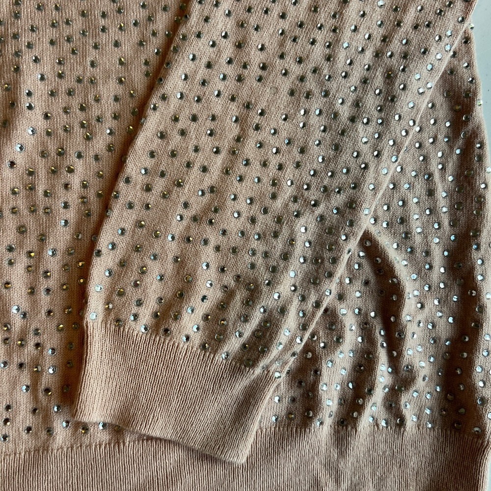 Boston Proper Pale Pink Studded Rhinestone Sweater Size M - Picture 4 of 11